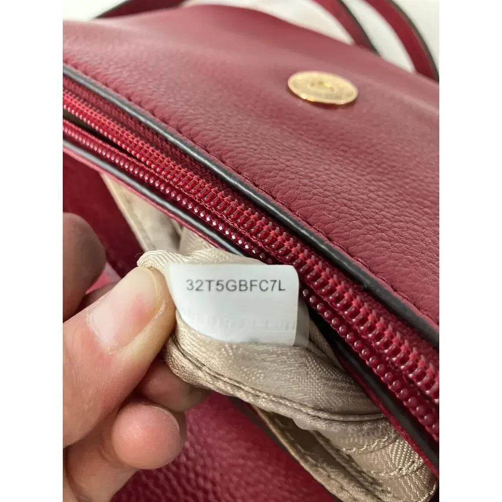 MICHAEL KORS, SMALL RED PEBBLED LEATHER CROSSBODY BAG